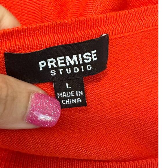 Premise red buttoned crew neck 3/4 sleeves cardigan size L - Picture 3 of 7